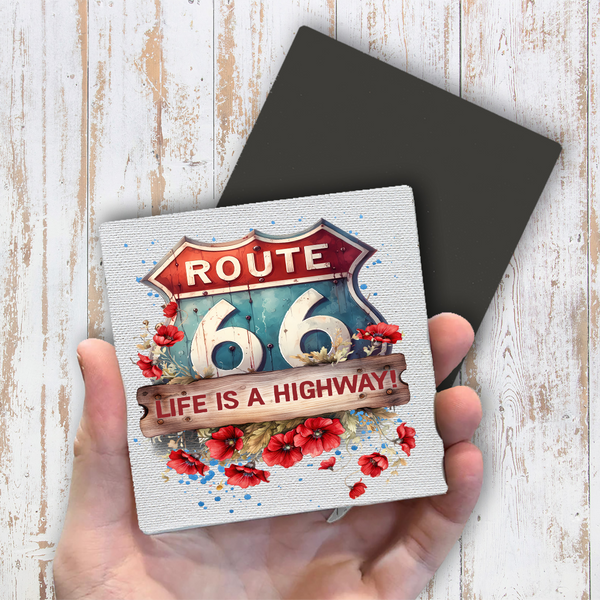 Route 66 Life is a Highway Magnet Fridge