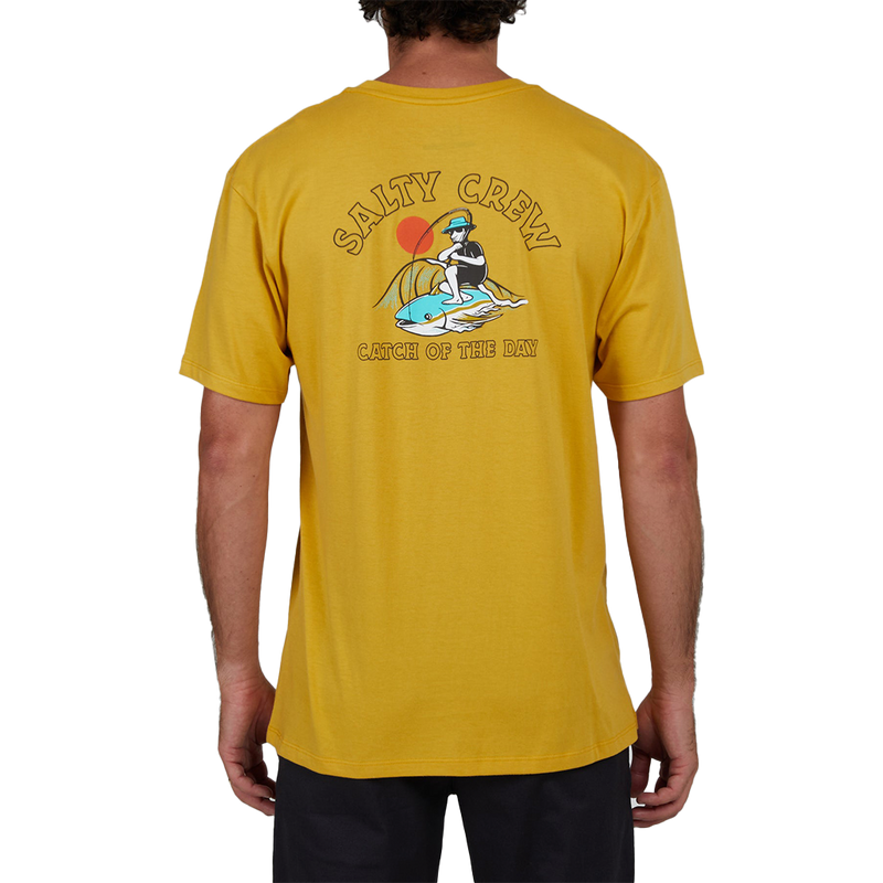 Salty Crew Catch of the Day Mustard Short Sleeve Premium Tee Back