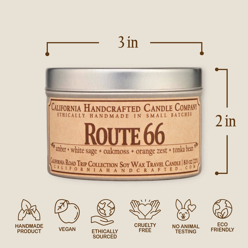 ﻿Route 66 Soy Travel Candle - Amber Sage Oakmoss Orange