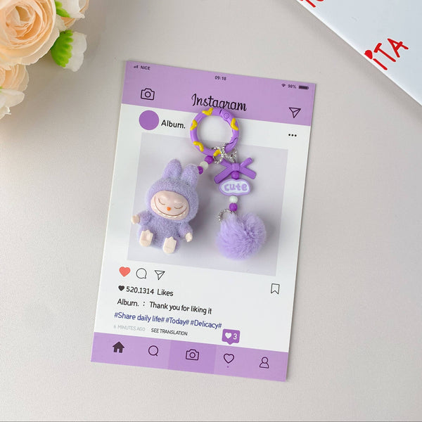 Labubu Cute Keychain : Purple