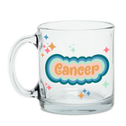 Clear Glass Mug with Text Cancer