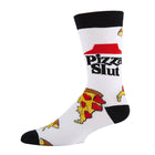 Sock with pizza design and 'Pizza Slut' text on a white background