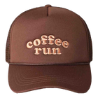 Fashion City Coffee Run Embroidered Trucker Cap - Brown Front