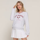 Long Sleeve V-Neck Embroidered Detail Sweatshirt - Grey Marl/Red (Front)