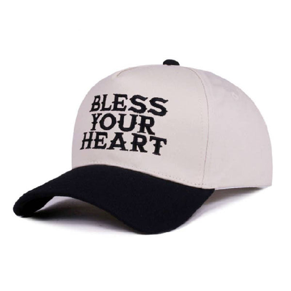 Bless Your Heart Two Tone Canvas Cotton Cap - Black
