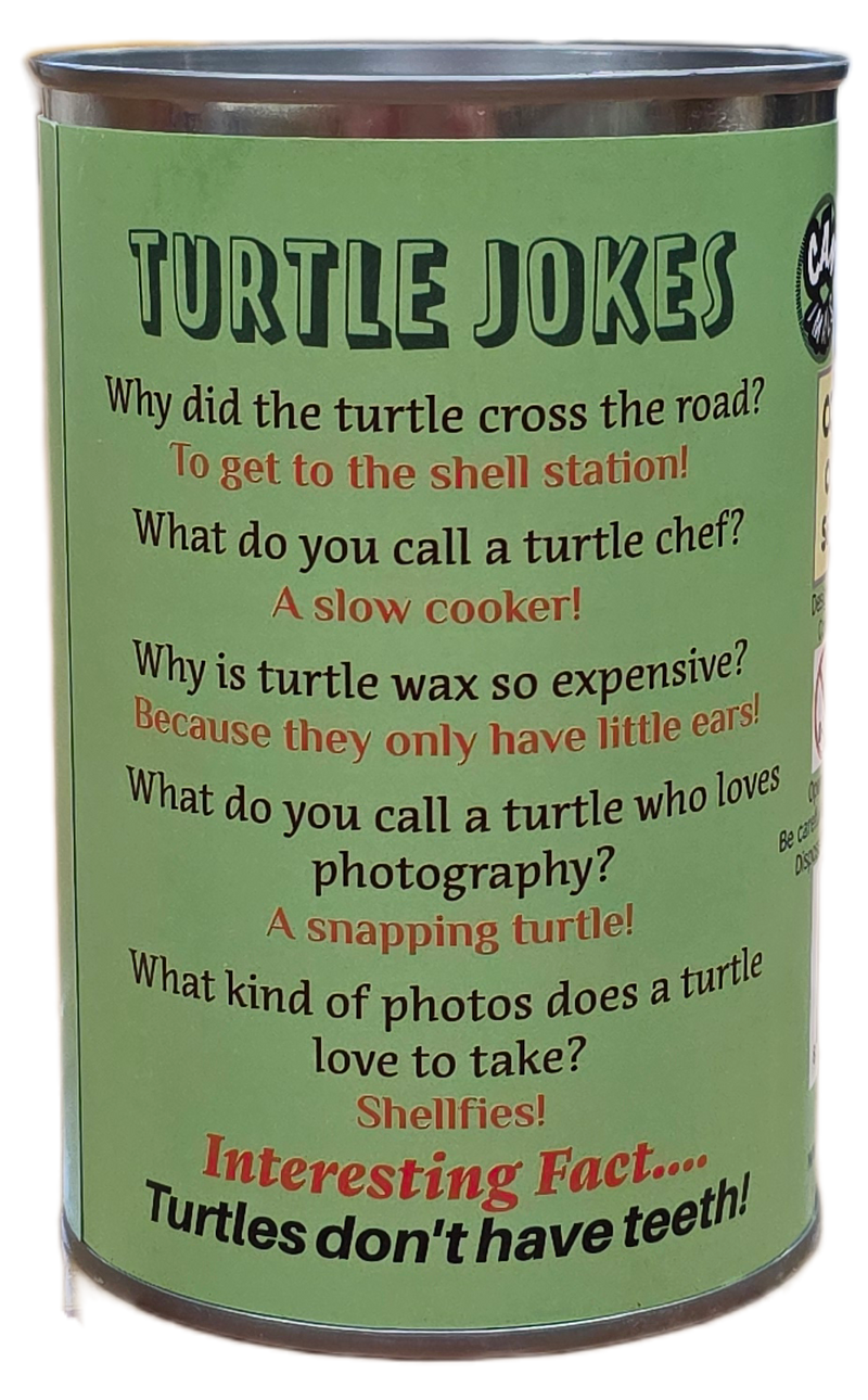 Canned Sea Turtle Stuffed Animal Plush Jokes Label
