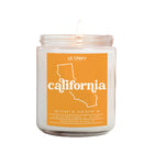 candle with a 'California' label on a white background