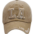LA Garment Dye Cotton Strap Back Baseball Cap Khaki