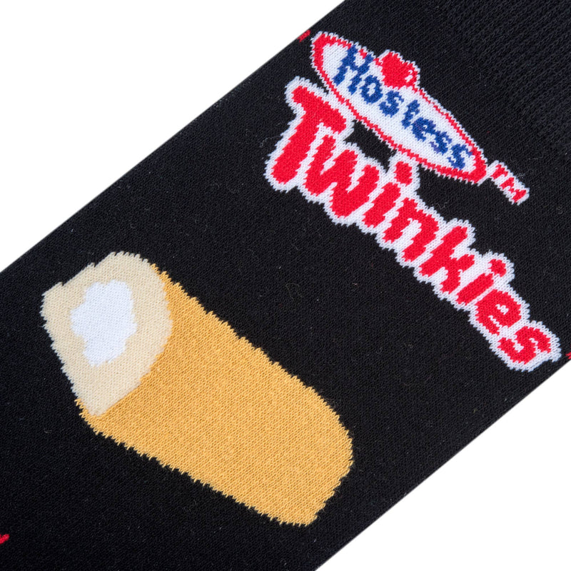 Black sock with Twinkies logo and Twinkie graphic on a white background