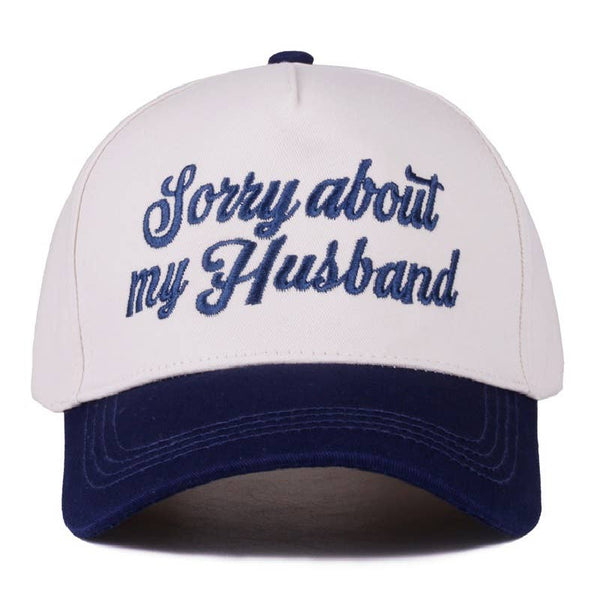 Sorry About My Husband Two Tone Canvas Cotton Cap - Light Navy