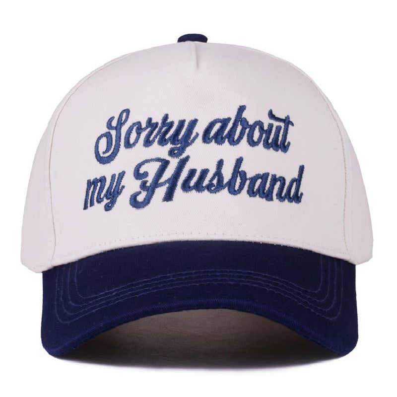 Sorry About My Husband Two Tone Canvas Cotton Cap - Light Navy