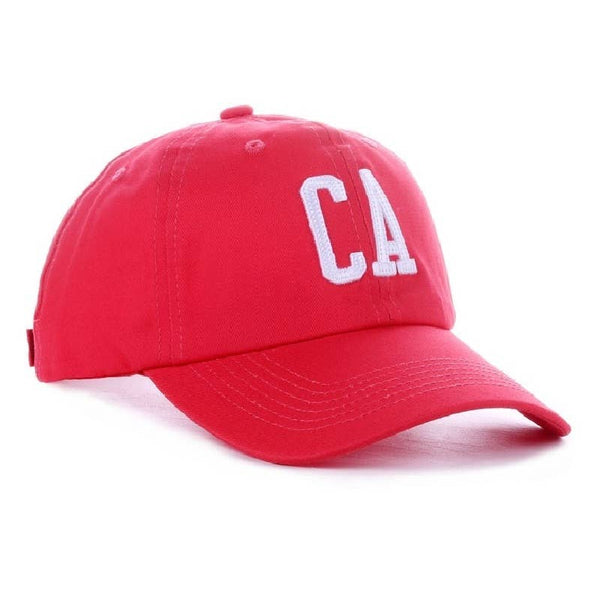 CA Letter Patch Embroidered Cotton Baseball Cap - Ruby