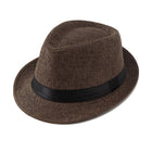 Classic Fedora Straw Sun Hat : Dark Brown - Black Band