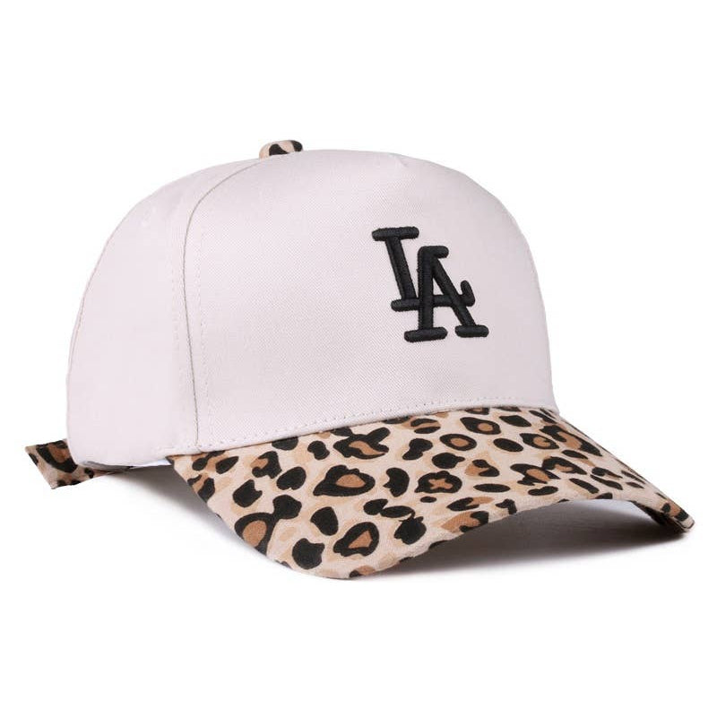 LA City Logo Two Tone Canvas Cotton Cap - Leopard