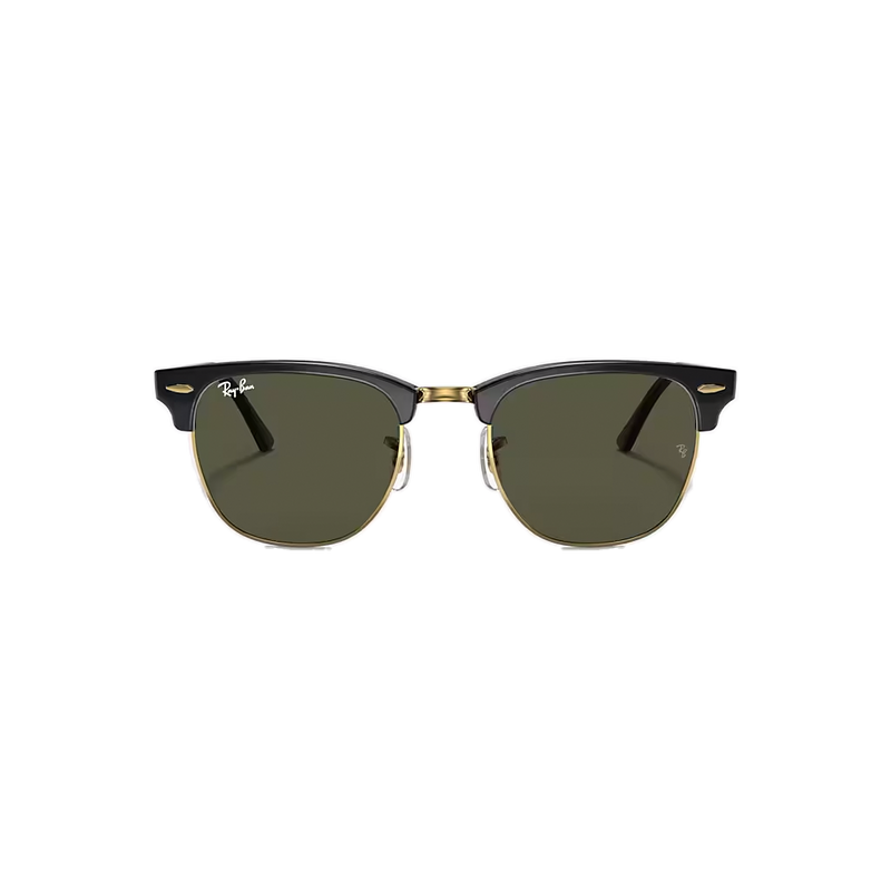 Ray-Ban Clubmaster Classic Polished Black On Gold + Classic Green