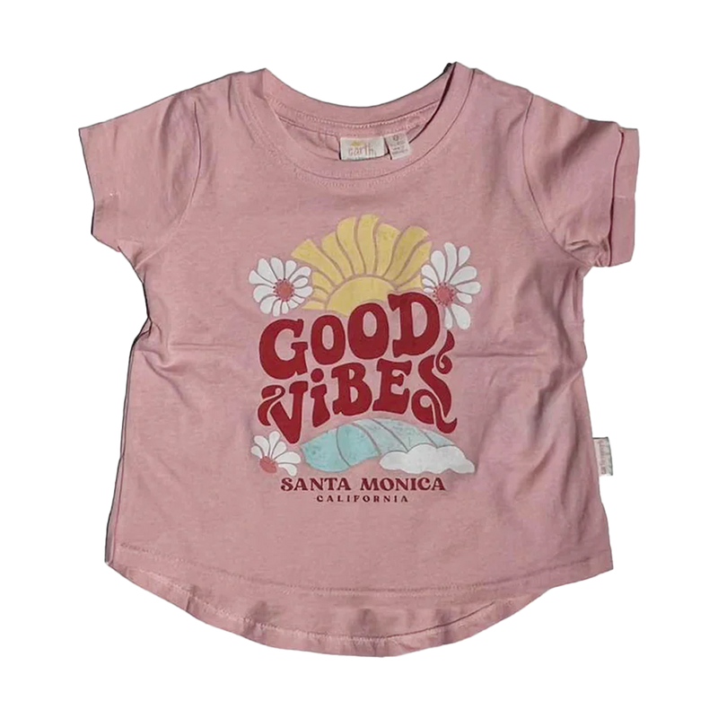 Earth Nymph Good Vibes Floral Tee - Light Coral