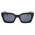 Black sunglasses with gray lenses on a white background