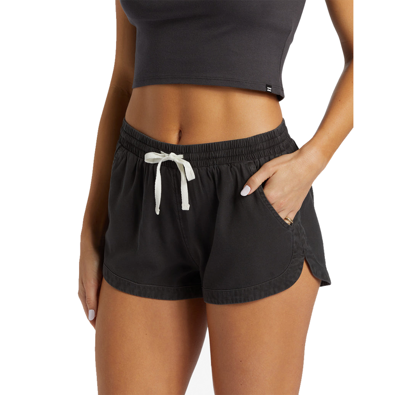 Billabong Road Trippin Elastic Waist Shorts - Off Black (Front)