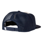 Navy blue cap with mesh back on a white background