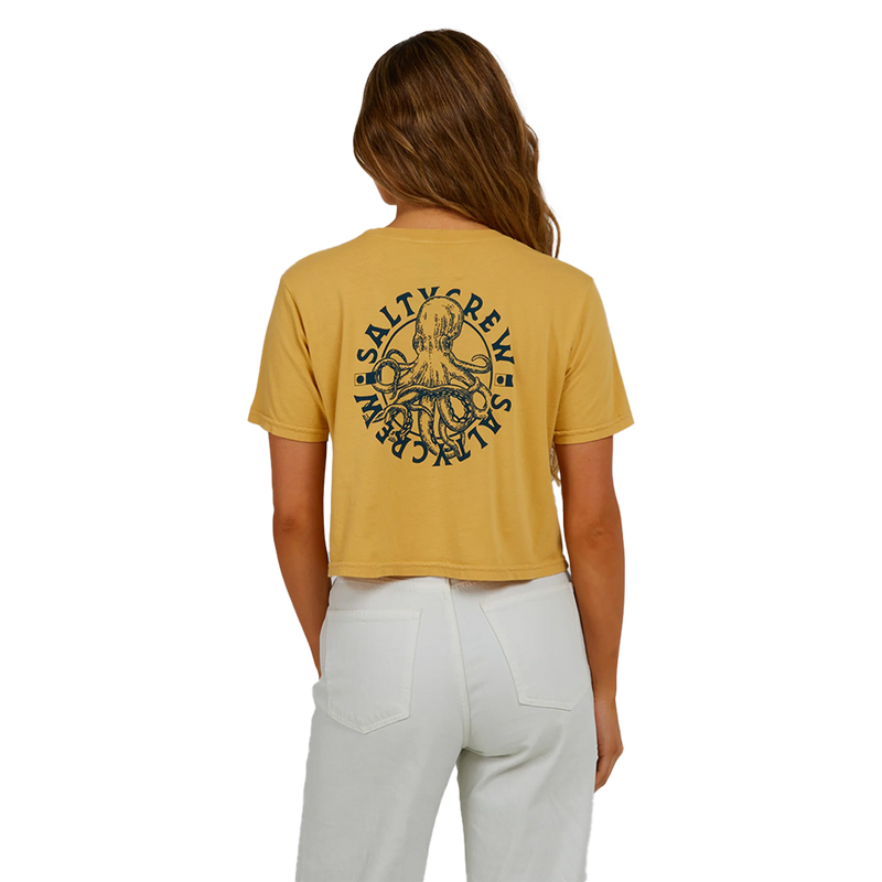 Salty Crew My Friend Dusty Gold Crop Tee Back