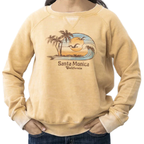 Blue 84 "Back In the Day" Santa Monica Print Mustard Beach Sweater