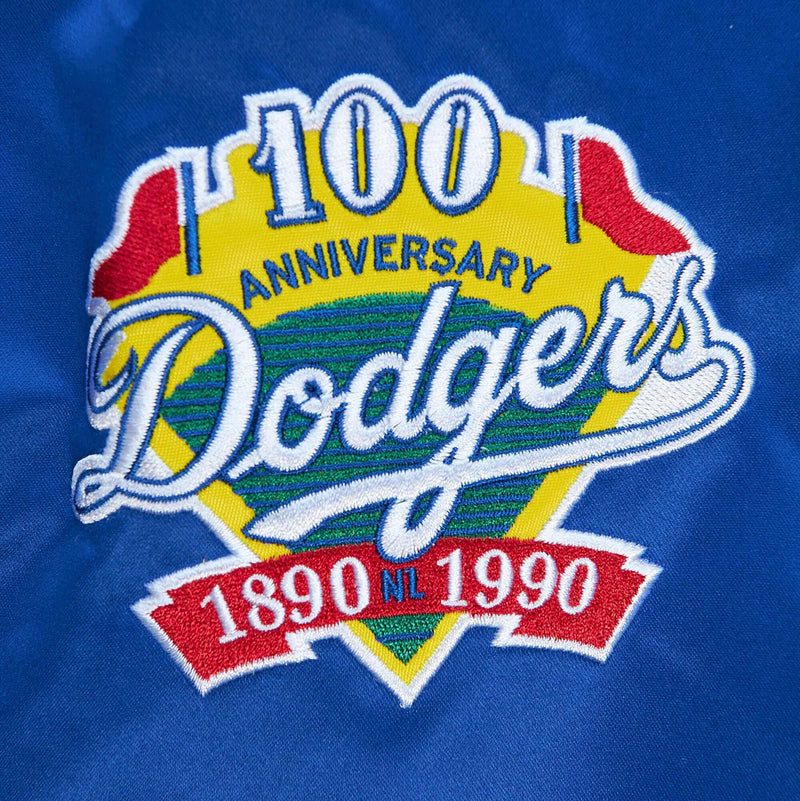 MLB M&N City Collection Lightweight Satin Jacket 100 Anniversary Logo Dodgers