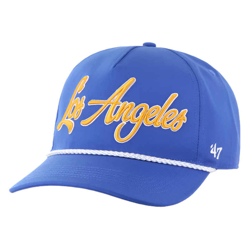 Blue cap with 'Los Angeles' in yellow on a white background LA Rams Overhand 47 Hitch Rf
