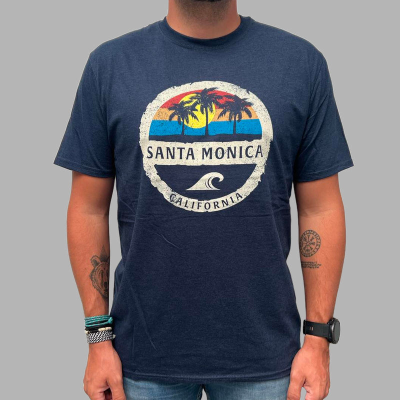 Santa Monica Dark Blue Sunset Tee-Shirt