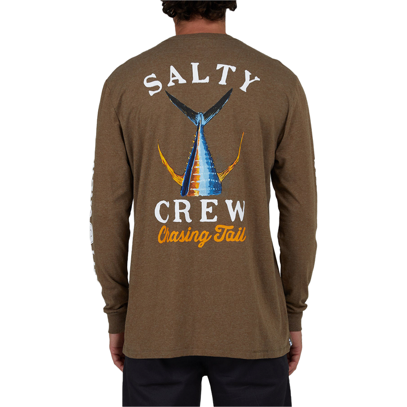 Salty Crew  Tailed Mocha Heather Long Sleeve Standard Tee Back