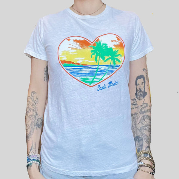 Santa Monica White Heart Tee-Shirt