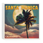 Santa Monica California Palm and Moon Ceramic Coaster