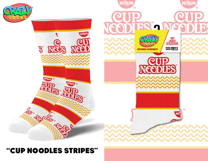 Crazy Socks Men's Crew Folded - Cup Noodles Stripes
