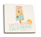 Santa Monica California Summer Ice Cream Ceramic Coaster