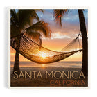 Santa Monica California Palm Trees and Hammock Ceramic Coaster