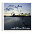 Santa Monica California Pier and Sunset Ceramic Coaster