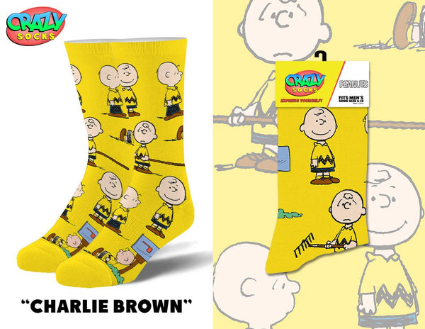 Crazy Socks Men's Crew Folded - Charlie Brown