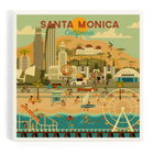 Santa Monica California Geometric Ceramic Coaster