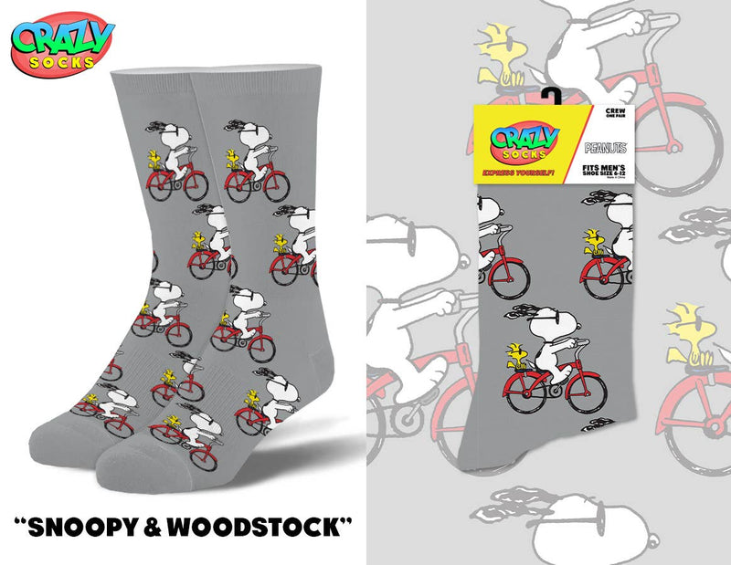 Crazy Socks Men's Crew Folded - Snoopy & Woodstock