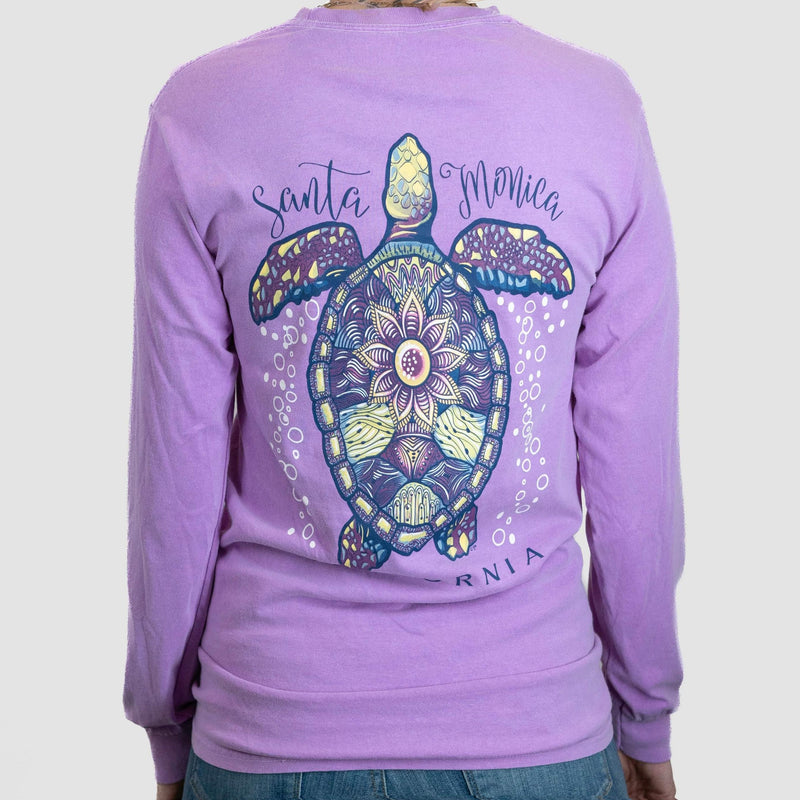 Purple Santa Monica California Turtle Long Sleeves Tee